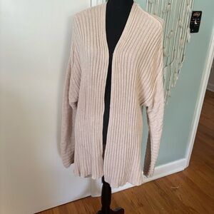 Cozy Cream Ribbed Women's Cardigan Sweater